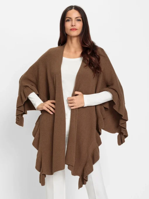Strickponcho mit Volants