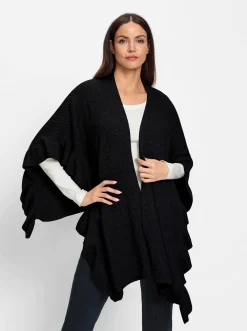 Strickponcho mit Volants