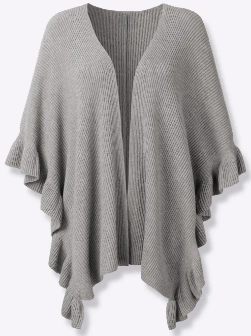 Strickponcho mit Volants