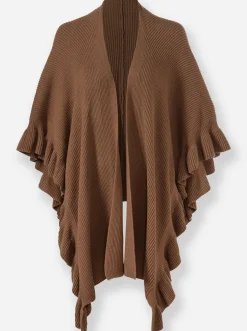 Strickponcho mit Volants