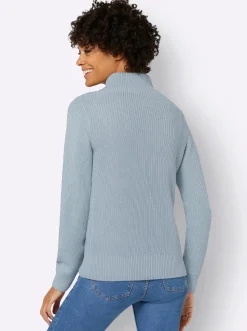 Strickpullover mit überlappendem Stehkragen