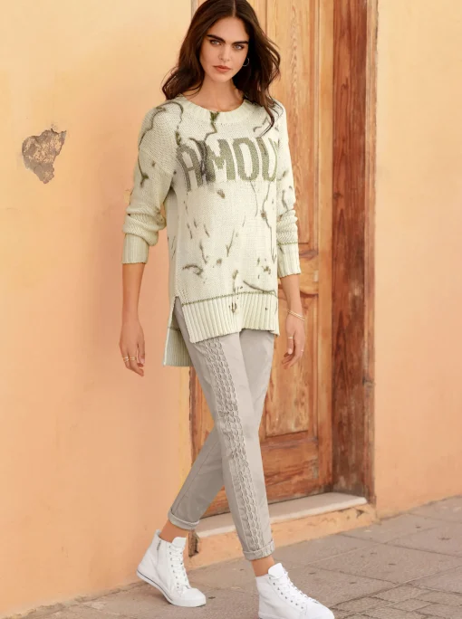 Strickpullover mit Schriftzug