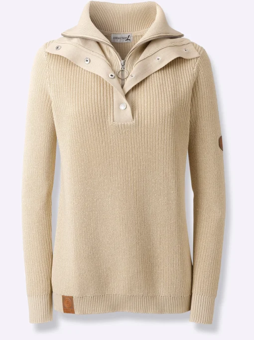 Strickpullover mit Troyerkragen