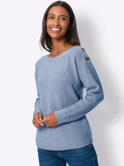 Strickpullover mit Zierknöpfen an den Schultern
