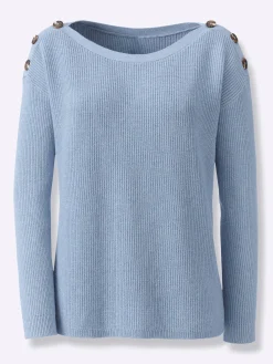 Strickpullover mit Zierknöpfen an den Schultern