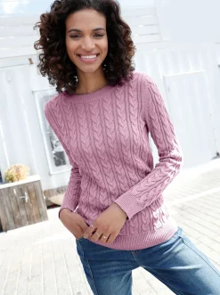 Strickpullover mit Zopfmuster