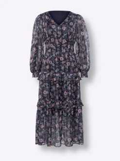 Stufenkleid mit Effektgarn, leicht transparent