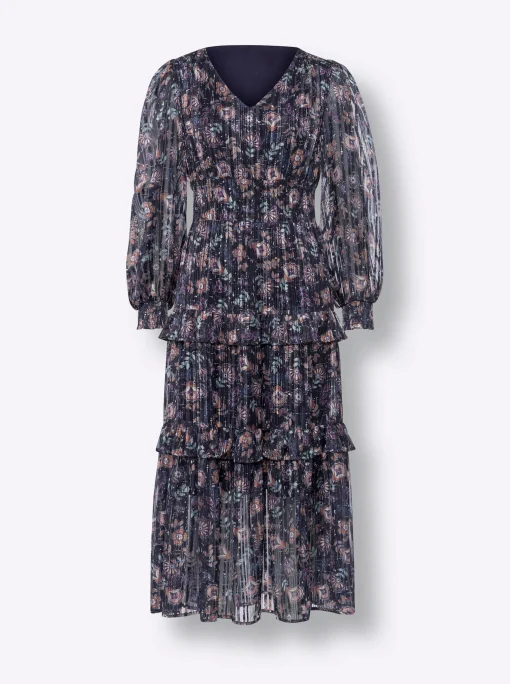 Stufenkleid mit Effektgarn, leicht transparent