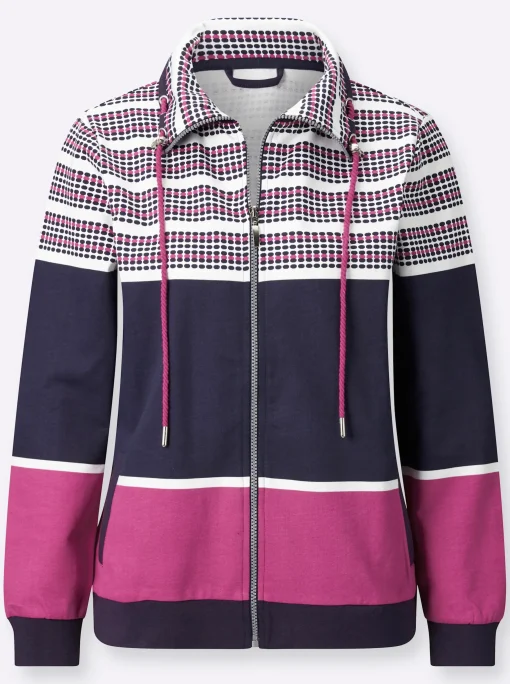 Sweatjacke im Muster-Mix