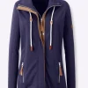 Sweatjacke mit Paspeln aus Leder-Imitat