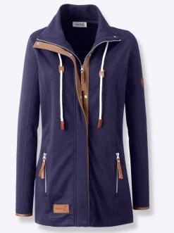 Sweatjacke mit Paspeln aus Leder-Imitat