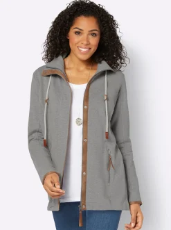 Sweatjacke mit Paspeln aus Leder-Imitat