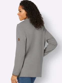 Sweatjacke mit Paspeln aus Leder-Imitat
