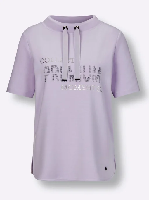 Sweatshirt mit Folienprint und Glitzersteinchen