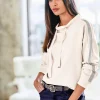 Sweatshirt mit Galonstreifen aus Ziersteinchen