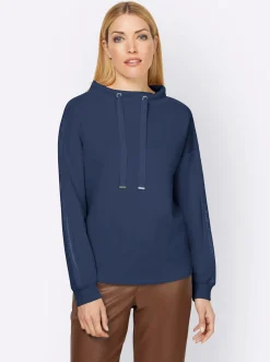 Sweatshirt mit Galonstreifen aus Ziersteinchen