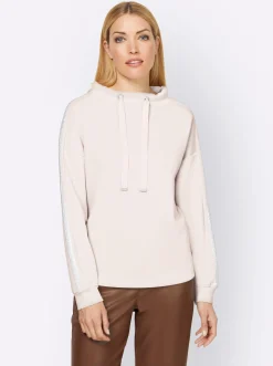 Sweatshirt mit Galonstreifen aus Ziersteinchen
