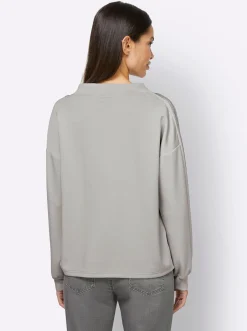 Sweatshirt mit Galonstreifen aus Ziersteinchen