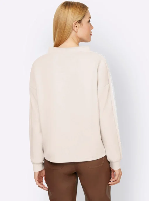 Sweatshirt mit Galonstreifen aus Ziersteinchen