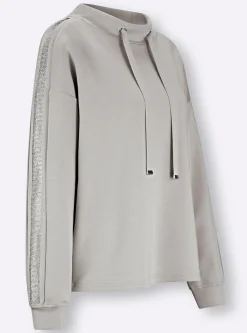 Sweatshirt mit Galonstreifen aus Ziersteinchen