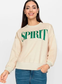 Sweatshirt mit Schriftzug in Satin-Optik