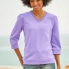 Sweatshirt mit Spitze am V-Ausschnitt