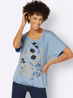 T-Shirt mit Blumen-Druck im Vorderteil
