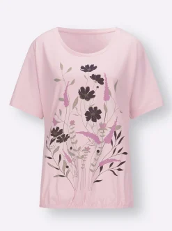 T-Shirt mit Blumen-Druck im Vorderteil