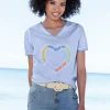 T-Shirt mit Herz-Stickerei
