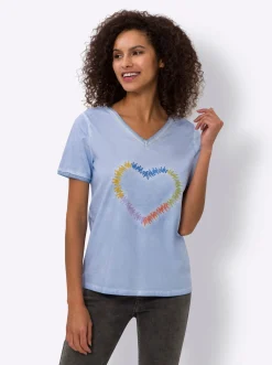 T-Shirt mit Herz-Stickerei