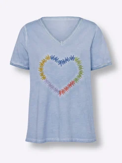 T-Shirt mit Herz-Stickerei