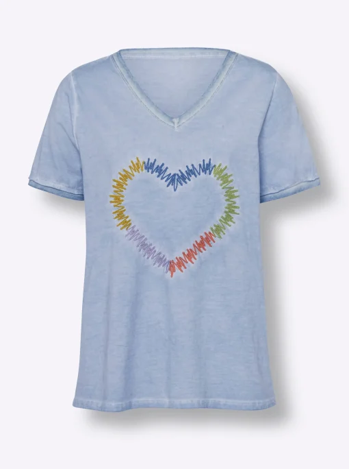 T-Shirt mit Herz-Stickerei