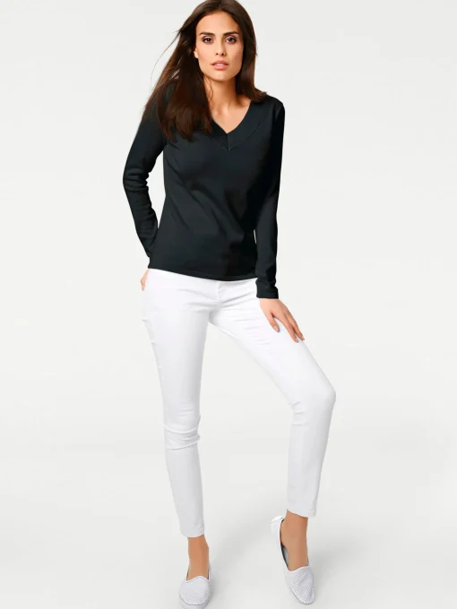 V-Ausschnitt-Pullover aus reiner Baumwolle