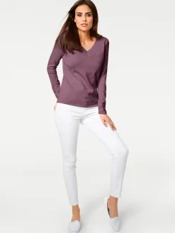 V-Ausschnitt-Pullover aus reiner Baumwolle