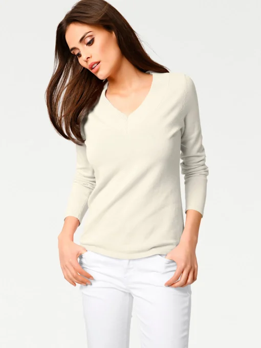 V-Ausschnitt-Pullover aus reiner Baumwolle