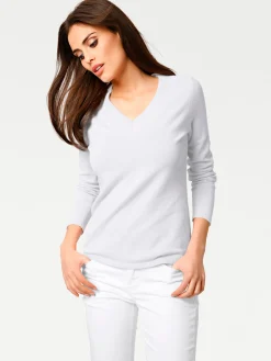 V-Ausschnitt-Pullover aus reiner Baumwolle