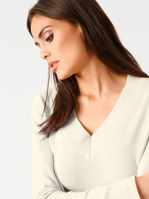 V-Ausschnitt-Pullover aus reiner Baumwolle