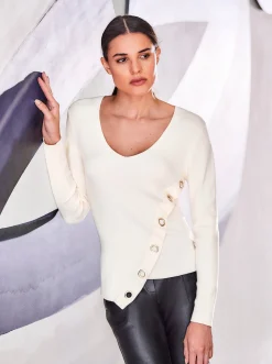 V-Ausschnitt-Pullover in asymmetrischer Form