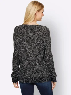 V-Ausschnitt-Pullover in Melange-Optik