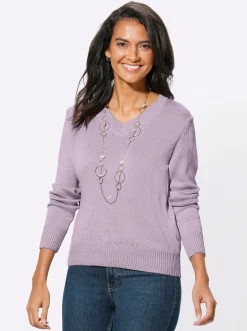V-Ausschnitt-Pullover mit Baumwolle