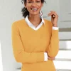 V-Ausschnitt-Pullover mit Baumwolle