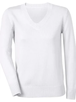 V-Ausschnitt-Pullover mit Baumwolle