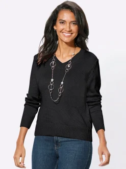 V-Ausschnitt-Pullover mit Baumwolle