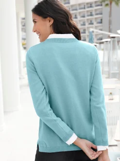 V-Ausschnitt-Pullover mit Biesen vorne