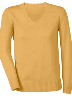 V-Ausschnitt-Pullover mit Baumwolle