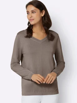 V-Ausschnitt-Pullover mit Biesen vorne