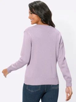 V-Ausschnitt-Pullover mit Baumwolle