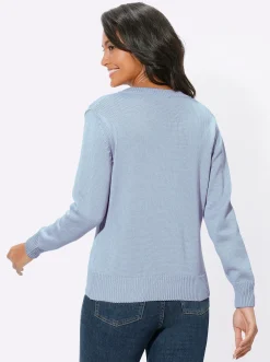 V-Ausschnitt-Pullover mit Baumwolle