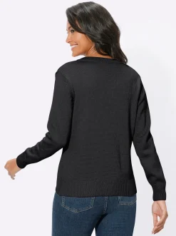 V-Ausschnitt-Pullover mit Baumwolle
