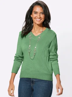 V-Ausschnitt-Pullover mit Baumwolle